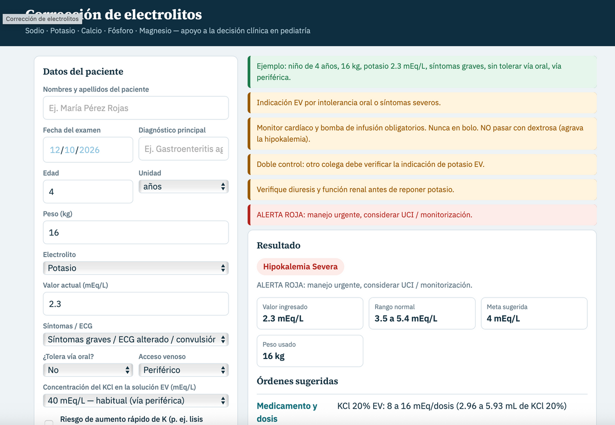 Corrección de Electrolitos MICROAPP