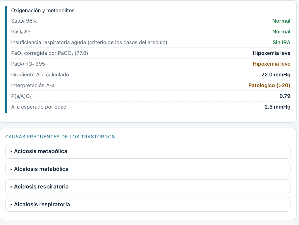 Gasometría Pediátrica Microapp de interpretación ácido-base y oxigenación
