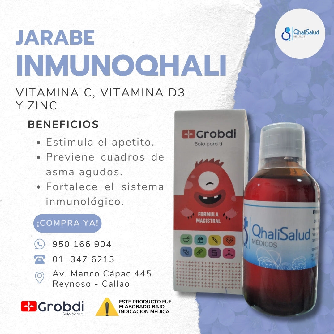 INMUNOQHALI – Jarabe multivitamínico con Vitamina C, D3 (1000 UI) y Zinc
