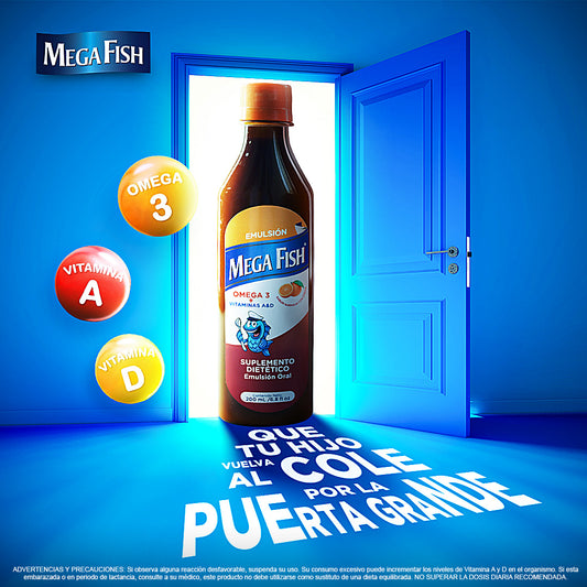 MEGA FISH EMULSION ORAL FRASCO X 200ML SABOR NARANJA