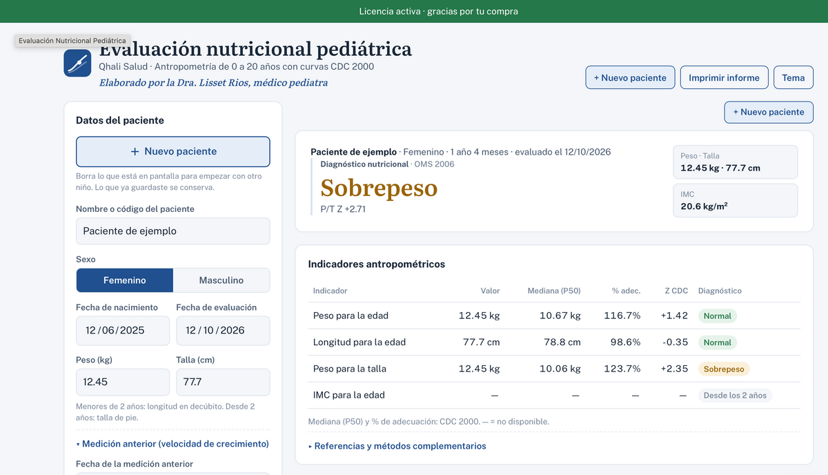 Evaluación Nutricional Pediátrica (OMS + CDC) MICROAPP