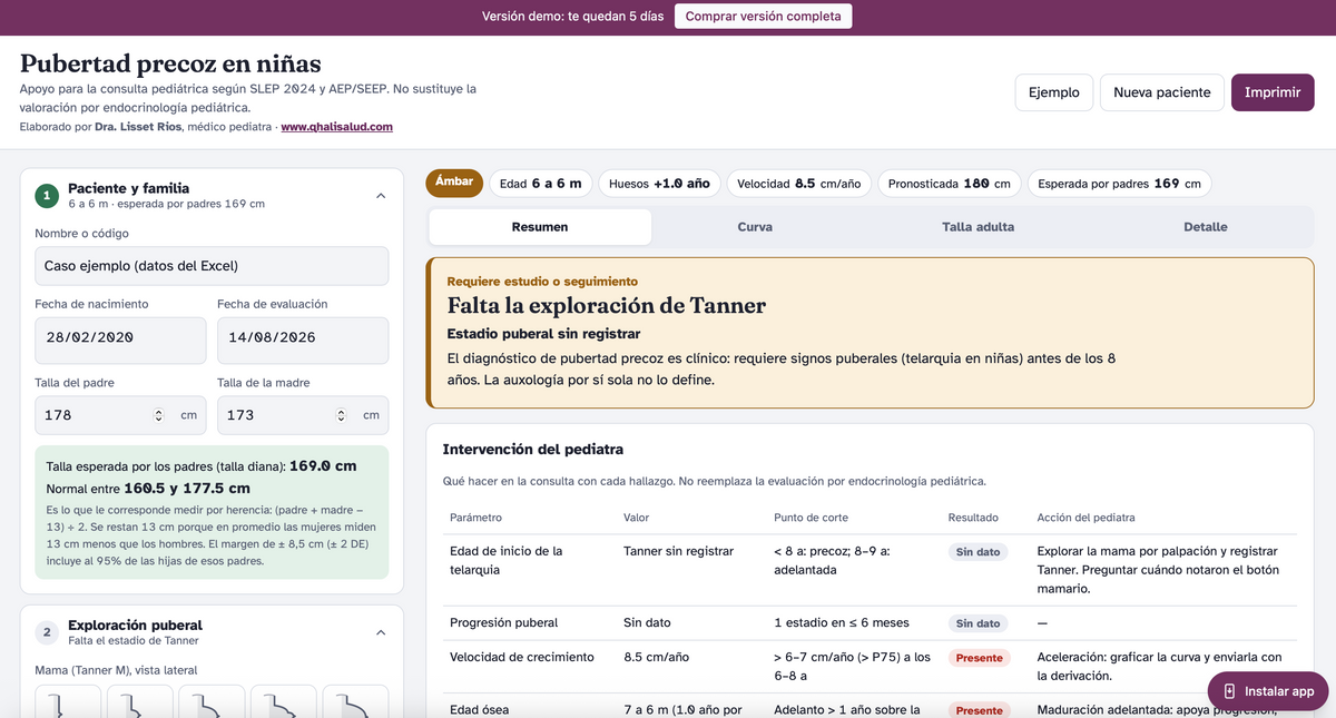 Calculadora de Pubertad Precoz en Niñas: MICROAPP