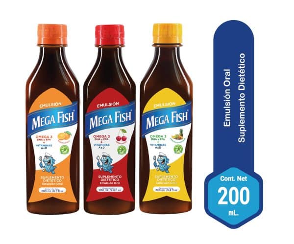MEGA FISH EMULSION ORAL FRASCO X 200ML SABOR NARANJA
